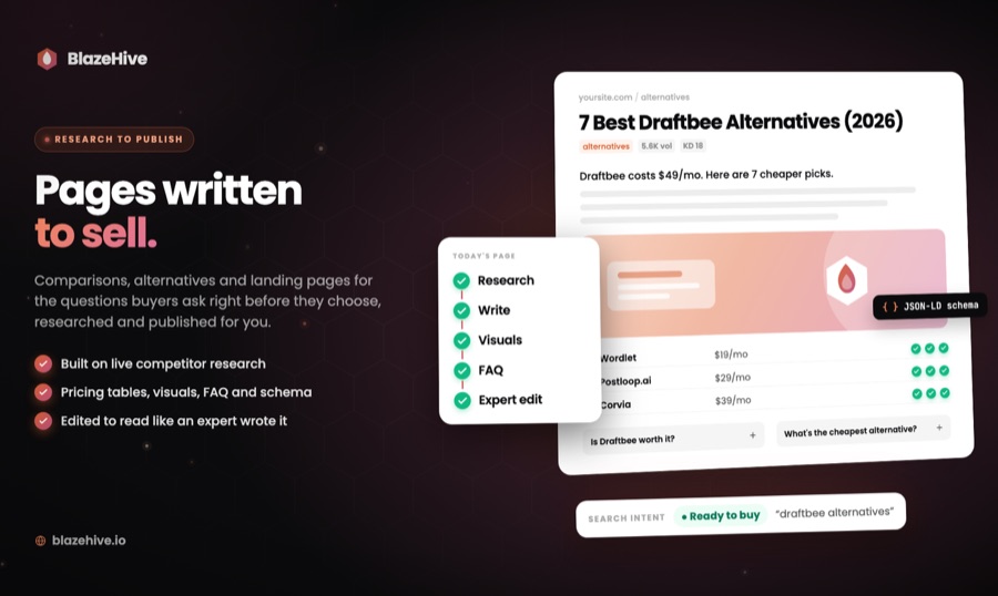 BlazeHive page writer producing an alternatives page